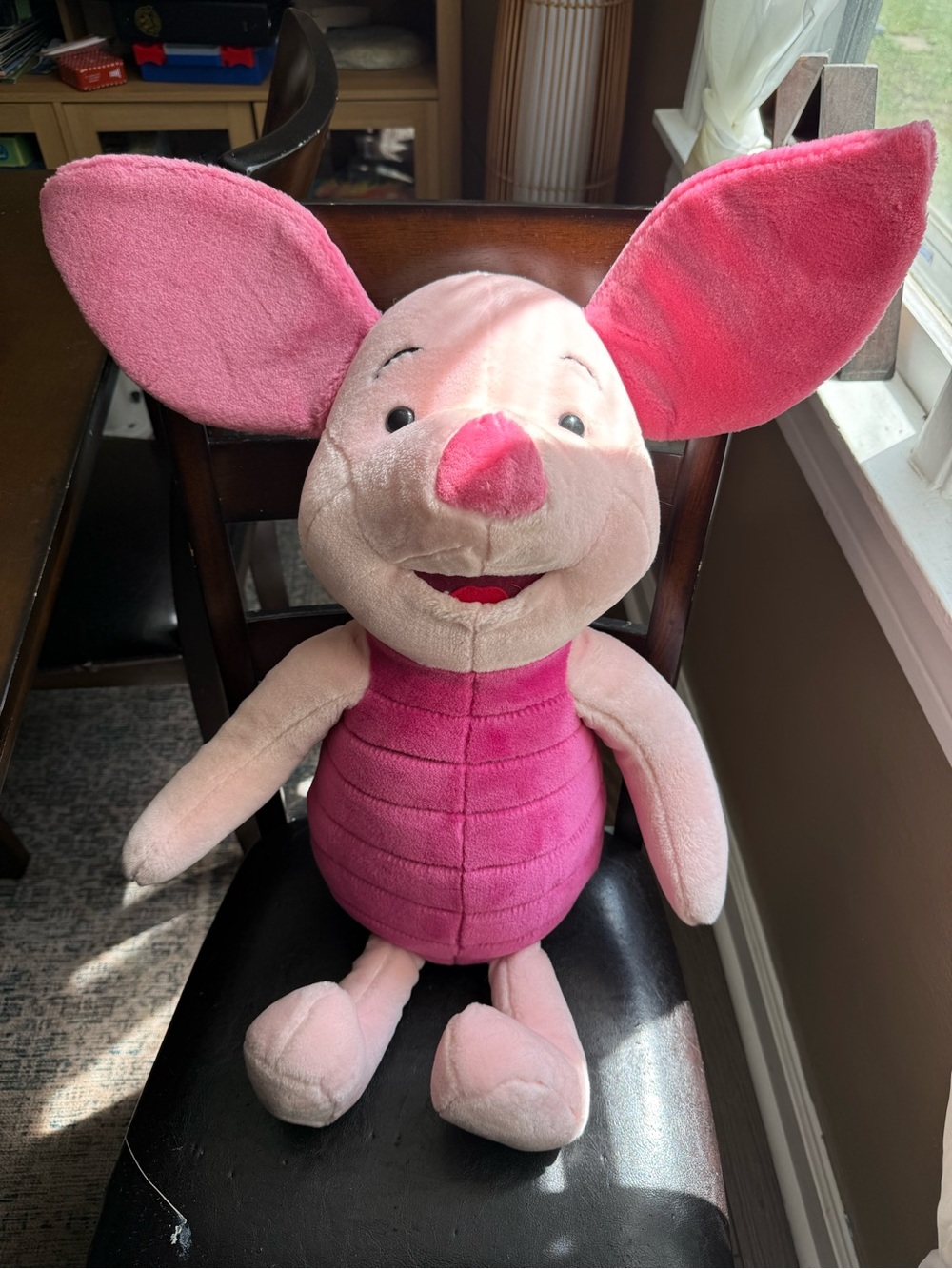 Vintage Mattel Disney Winnie The Pooh Large Pink Piglet Plush Stuffed Animal